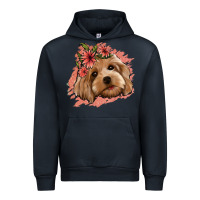Navy cockapoo floral pink glitter Urban Hoodie - Jasminsmagicworld