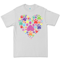 Dove Grey heart paw print dog cat lover valentines day t shirt Premium Tee - linhVisuals
