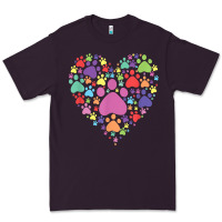 Plum heart paw print dog cat lover valentines day t shirt Premium Tee - linhVisuals