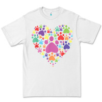White heart paw print dog cat lover valentines day t shirt Premium Tee - linhVisuals