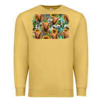 Antique Gold highland cow western background Premium Sweatshirt - Jasminsmagicworld