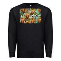 Black highland cow western background Premium Sweatshirt - Jasminsmagicworld
