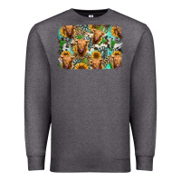 Charcoal Heather highland cow western background Premium Sweatshirt - Jasminsmagicworld