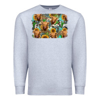 Heather Grey highland cow western background Premium Sweatshirt - Jasminsmagicworld