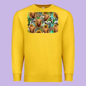 Highland Cow Western Background Premium Sweatshirt Designed By Jasminsmagicworld