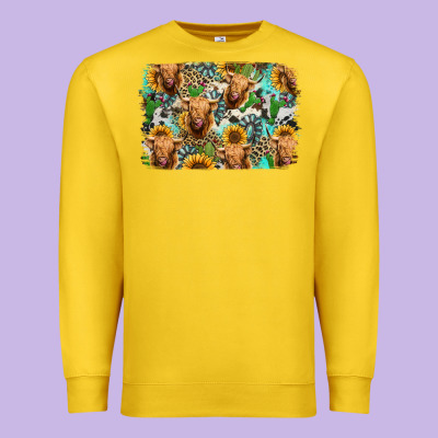 Highland Cow Western Background Premium Sweatshirt Designed By Jasminsmagicworld