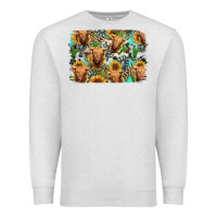 Oatmeal Heather highland cow western background Premium Sweatshirt - Jasminsmagicworld