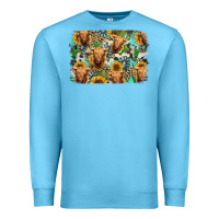 Ocean Blue highland cow western background Premium Sweatshirt - Jasminsmagicworld