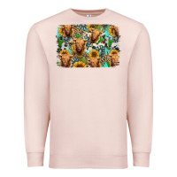 Pale Pink highland cow western background Premium Sweatshirt - Jasminsmagicworld