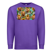 Purple highland cow western background Premium Sweatshirt - Jasminsmagicworld