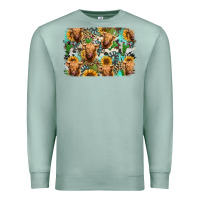 Seafoam highland cow western background Premium Sweatshirt - Jasminsmagicworld