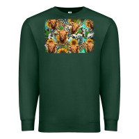Sports Green highland cow western background Premium Sweatshirt - Jasminsmagicworld