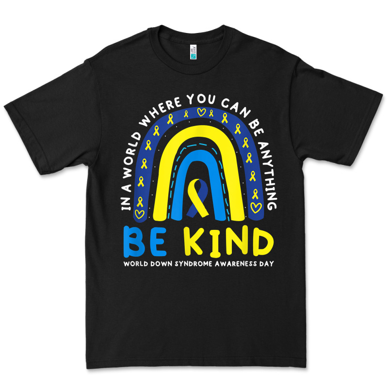 Be Kind Down Syndrome Awareness Blue Ribbon Rainbow March 21 T Shirt Premium Tee by linhVisuals | Teevron