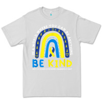 Dove Grey be kind down syndrome awareness blue ribbon rainbow march 21 t shirt Premium Tee - linhVisuals