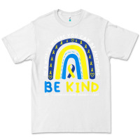 White be kind down syndrome awareness blue ribbon rainbow march 21 t shirt Premium Tee - linhVisuals