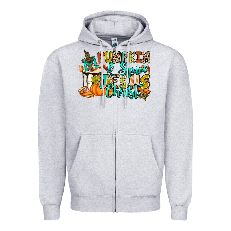 Pumpkin Spice And Jesus Christ Zipper Hoodie by RanaPortraitStore | Teevron