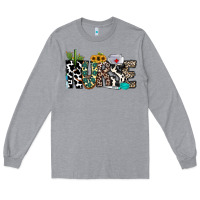 Heather Grey nurse leopard and cowhide Long Sleeve Tee - CowhideDigitalArt