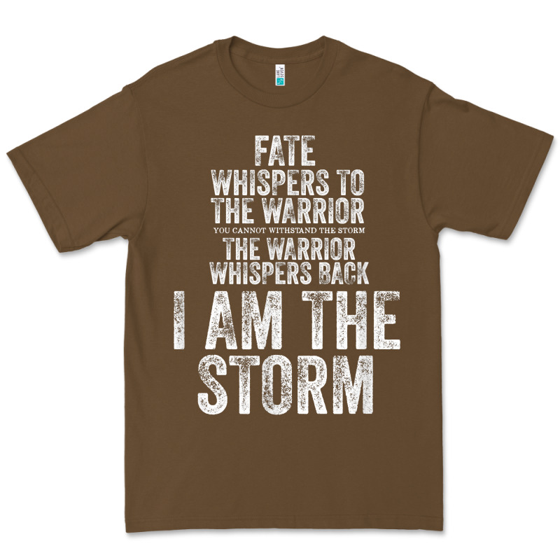 Fate Whispers To Warrior I Am The Storm Quote Gritty Fighter T Shirt Premium Tee by linhVisuals | Teevron