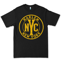 Black harlem new york nyc vintage sign distressed amber print t shirt Premium Tee - linhVisuals