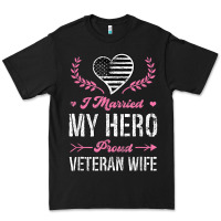 Black i married my hero proud veteran wife usa military husband t shirt Premium Tee - linhVisuals