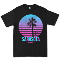 Black sarasota florida vintage retro palm tree t shirt Premium Tee - linhVisuals