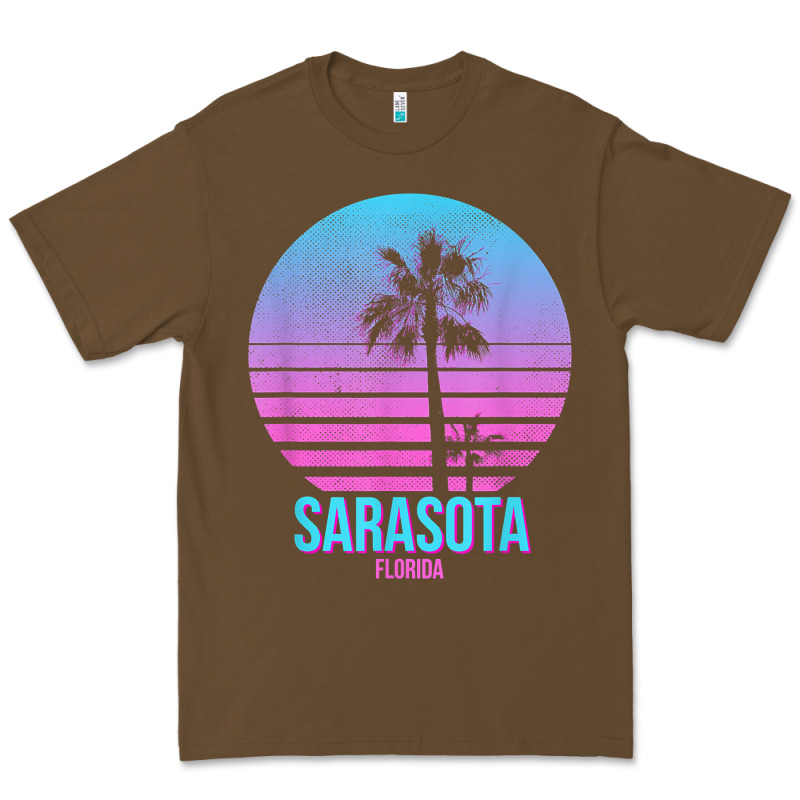 Sarasota Florida Vintage Retro Palm Tree T Shirt Premium Tee by linhVisuals | Teevron