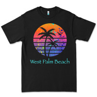 Black west palm beach tropical t shirt for family vacations Premium Tee - linhVisuals