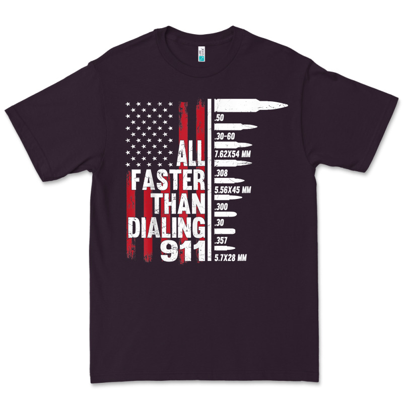 All Faster Than Dialing 911 American Flag Gun Lover For Men T Shirt Premium Tee by linhVisuals | Teevron