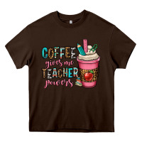 Chocolate Brown coffee gives me teacher powers Heavy Core Tee - OliviaCreatesArt