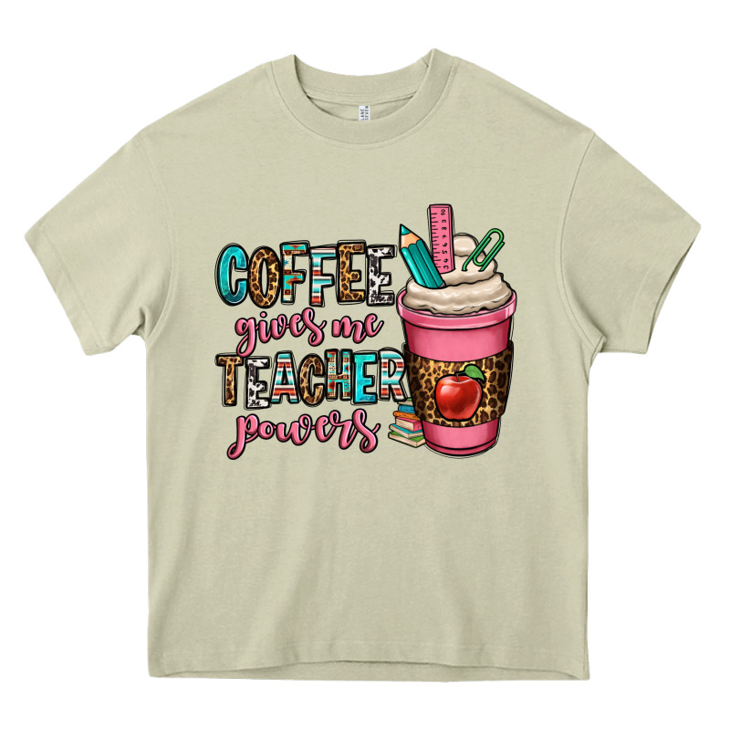 Coffee Gives Me Teacher Powers Heavy Core Tee by OliviaCreatesArt | Teevron