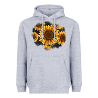 Heather Grey sunflower patch Heavyweight Hoodie - Jasminsmagicworld
