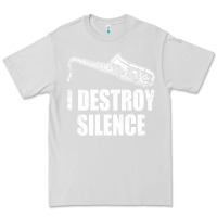 Dove Grey Saxophone I Destroy Silence Saxophonist | For Musicians Premium Tee - linhVisuals