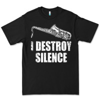 Black Saxophone I Destroy Silence Saxophonist | For Musicians Premium Tee - linhVisuals