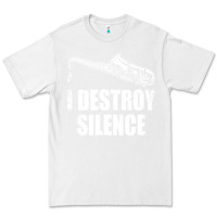 White Saxophone I Destroy Silence Saxophonist | For Musicians Premium Tee - linhVisuals