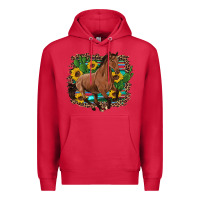 Cardinal western horse cactus sunflowers serape leopard  turquoise wooden Premium Hoodie - Artiststas