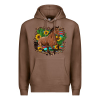 Chestnut western horse cactus sunflowers serape leopard  turquoise wooden Premium Hoodie - Artiststas