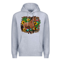 Heather Grey western horse cactus sunflowers serape leopard  turquoise wooden Premium Hoodie - Artiststas