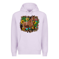 Lilac western horse cactus sunflowers serape leopard  turquoise wooden Premium Hoodie - Artiststas