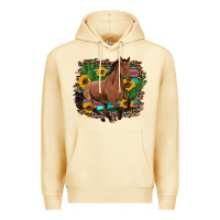 Pina Colada western horse cactus sunflowers serape leopard  turquoise wooden Premium Hoodie - Artiststas