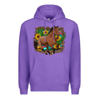Purple western horse cactus sunflowers serape leopard  turquoise wooden Premium Hoodie - Artiststas