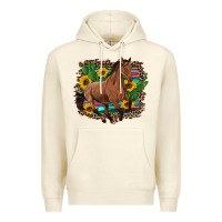 Sandshell western horse cactus sunflowers serape leopard  turquoise wooden Premium Hoodie - Artiststas