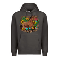 Smoke western horse cactus sunflowers serape leopard  turquoise wooden Premium Hoodie - Artiststas