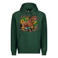Sports Green western horse cactus sunflowers serape leopard  turquoise wooden Premium Hoodie - Artiststas