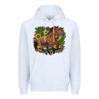 White western horse cactus sunflowers serape leopard  turquoise wooden Premium Hoodie - Artiststas