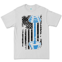 Dove Grey american flag gym and fitness  weight lifting gift t shirt Premium Tee - linhVisuals