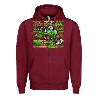 Burgundy St. Patrick's Day hearts Zipper Hoodie - Jasminsmagicworld