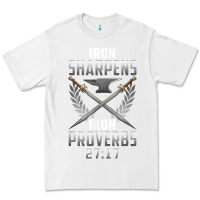 White iron sharpens iron quote proverbs 2717 christian cool gift t shirt Premium Tee - linhVisuals