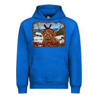 Cobalt merry christmas highland cow with farm Urban Hoodie - RanaPortraitStore
