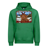 Emerald merry christmas highland cow with farm Urban Hoodie - RanaPortraitStore