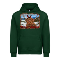 Forest Green merry christmas highland cow with farm Urban Hoodie - RanaPortraitStore
